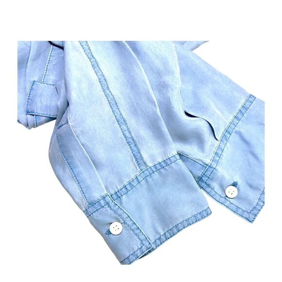 Stella McCartney Womens Blue Silk Collared Long Sleeve Button Blouse Sz 10 New - Picture 8 of 13